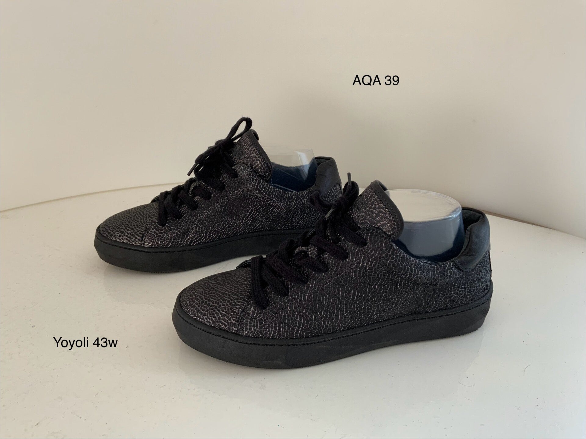 43W) AQA 39 zwarte en zilver leer  reptielprinter sneakers