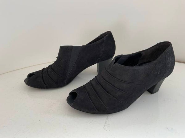 Gabor 37,5 G zwarte suede leren Peeptoes pumps 295)