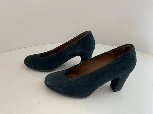 EQUO 38 suede leren pumps blauw-groen 317)