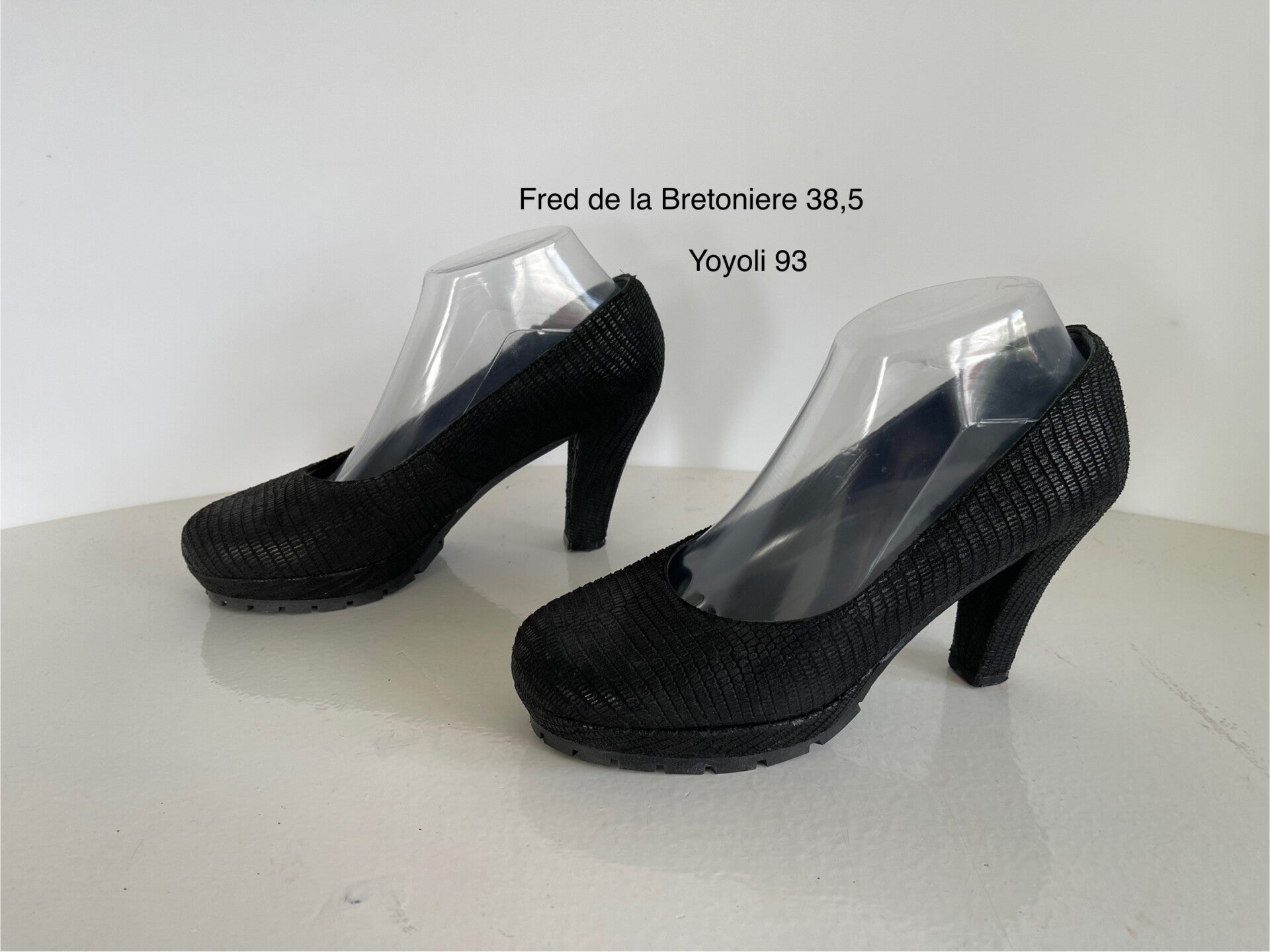 93) Fred de la Bretoniere 38 ,5 pumps zwart leer dierenprint