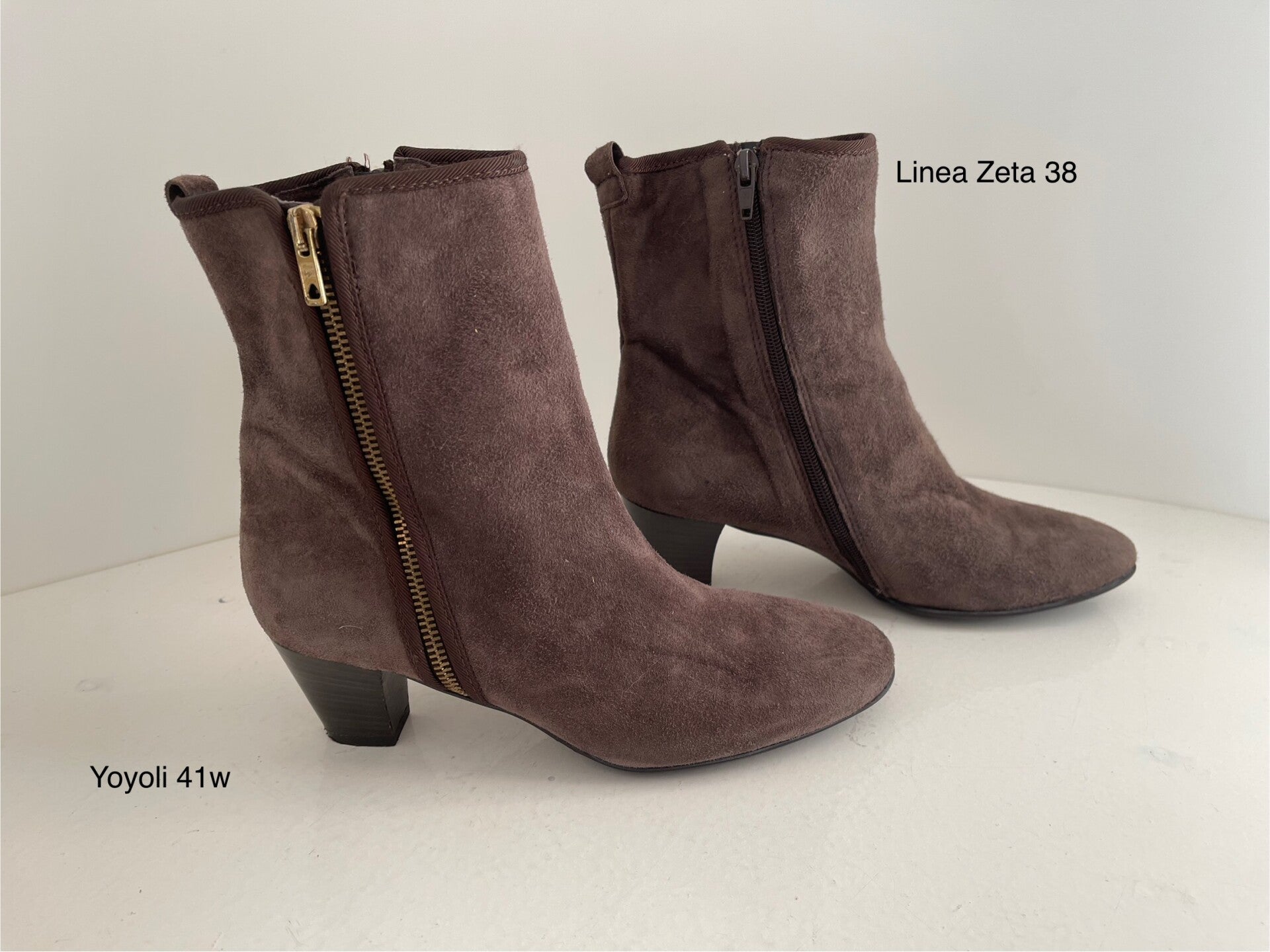 41W ) Linea Zeta 38  suède leren enkellaarzen  donkerbruin