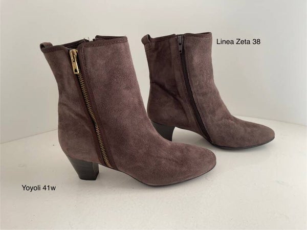 41W ) Linea Zeta 38  suède leren enkellaarzen  donkerbruin