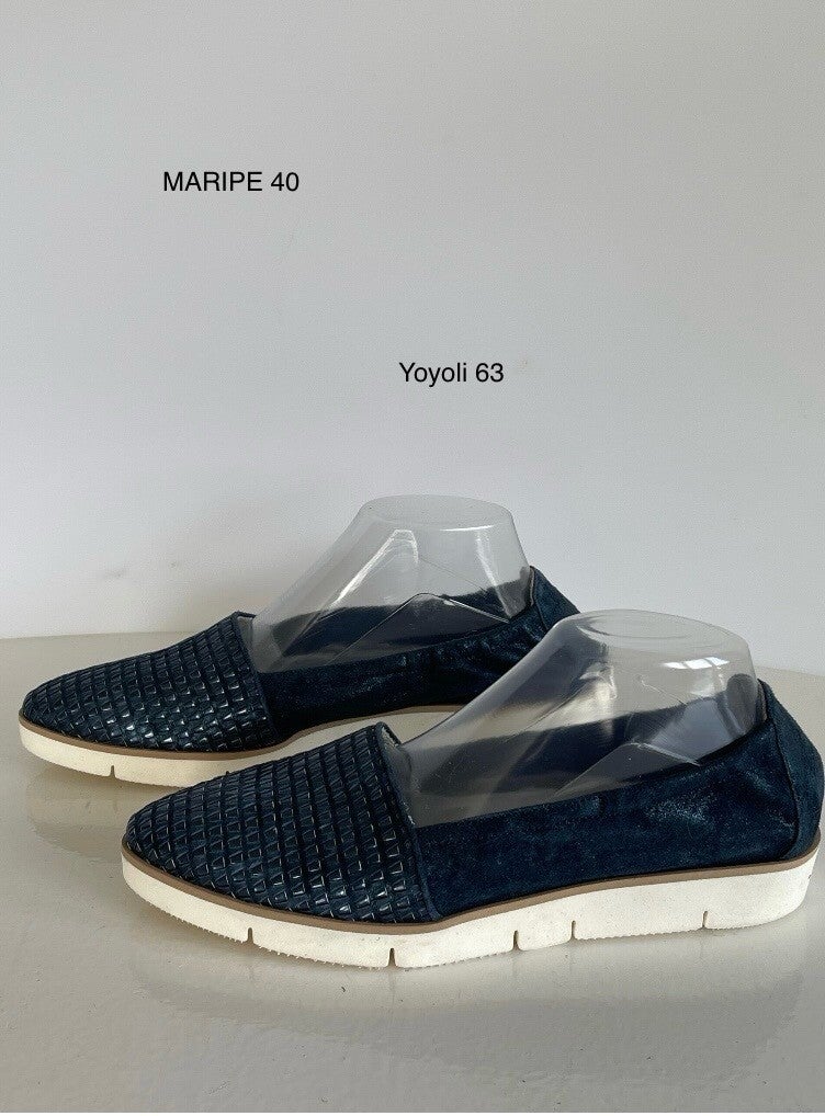 63) Maripe 40 blauw leren ballerina’s