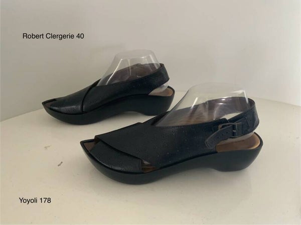 178) Robert Clergerie 8,5 (40,5 ) zwarte leren sandalen