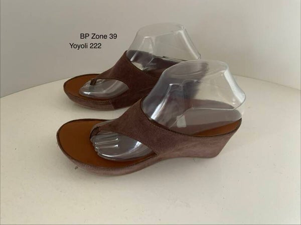 222) BP zone 39 wedge slippers bruin suede leer