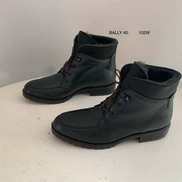 102w) Bally 40 groen-zwart leren enkellarzen