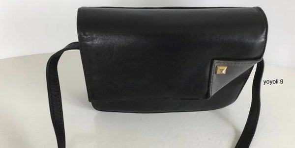 9) Leren schoudertas klassiek zwart/grijs