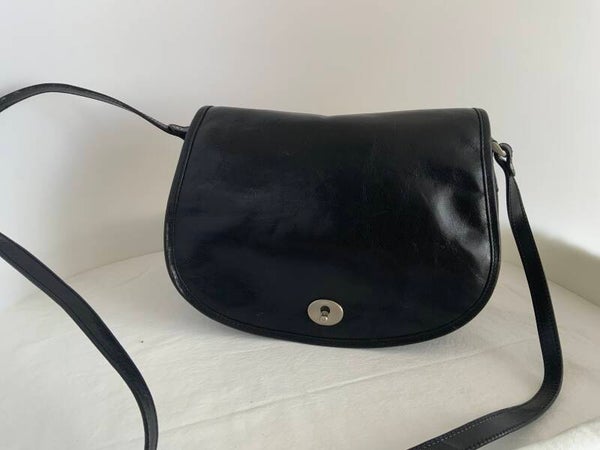 Claudio Ferrici Classico Saddle Bag zwart leer
