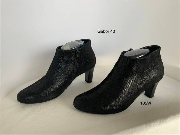 105W) Gabor 40 zwarte leren glanzende reptielprint