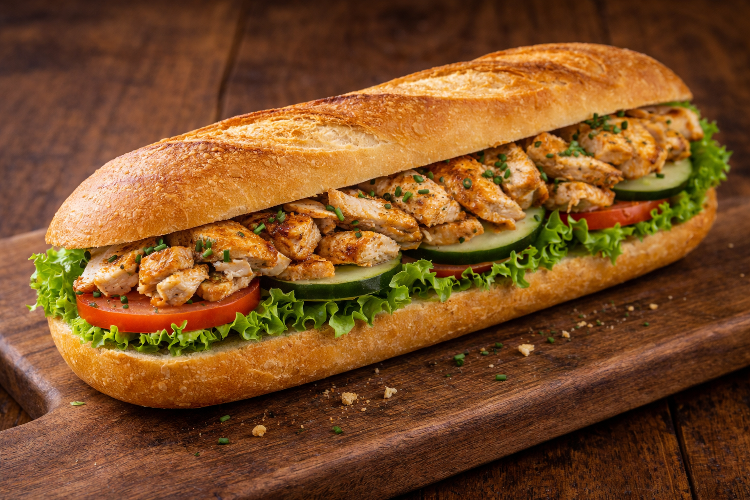 Baguette mit Hähnchenfleisch