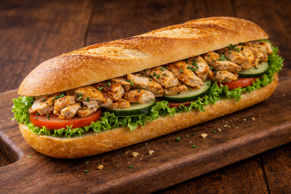 Baguette mit Hähnchenfleisch