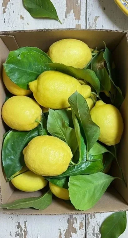 Limoni di Amalfi calibro piccolo Sfusato IGP con buccia edibile ideali per spremute e condimenti freschi.