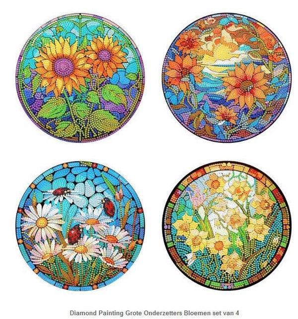 Diamond Painting Bloemen set van 4