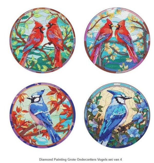 Diamond Painting Vogels set van 4
