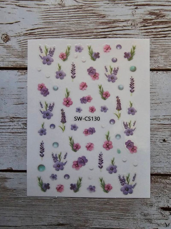 Nagelaufkleber rosa-lila Blümchen