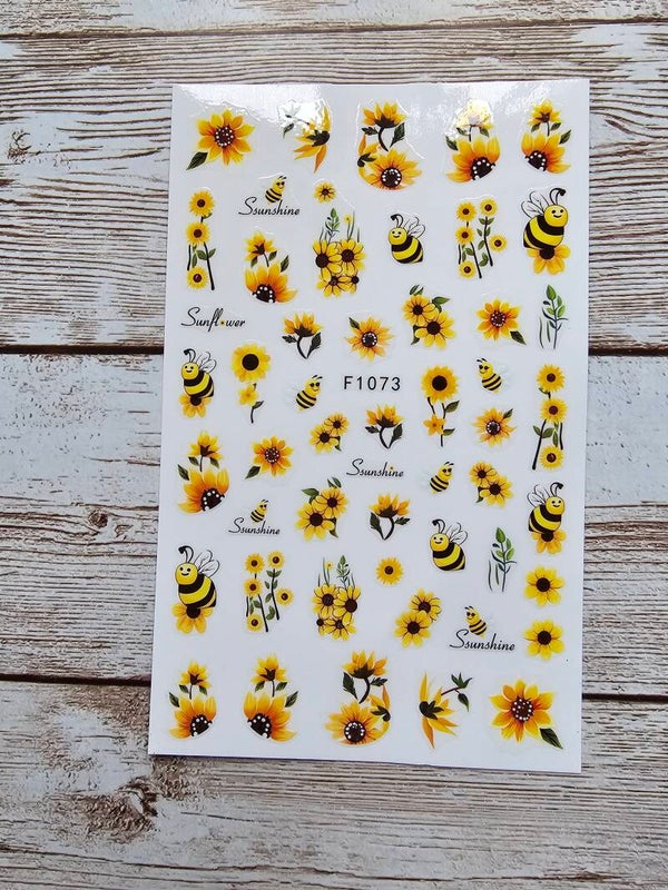 Nagelaufkleber Sonnenblumen-Bienchen 1