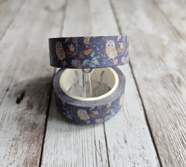 Washi Tape Eulen mit Herbstlaub