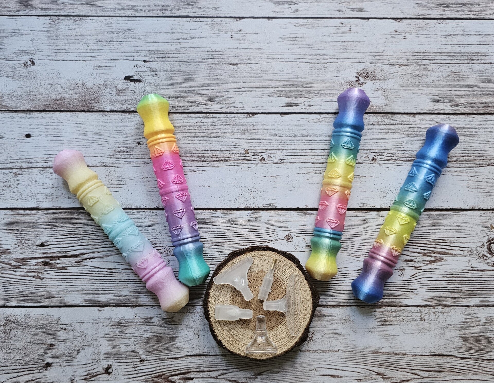 gedruckter Regenbogenstift mit 3D-Diamonds