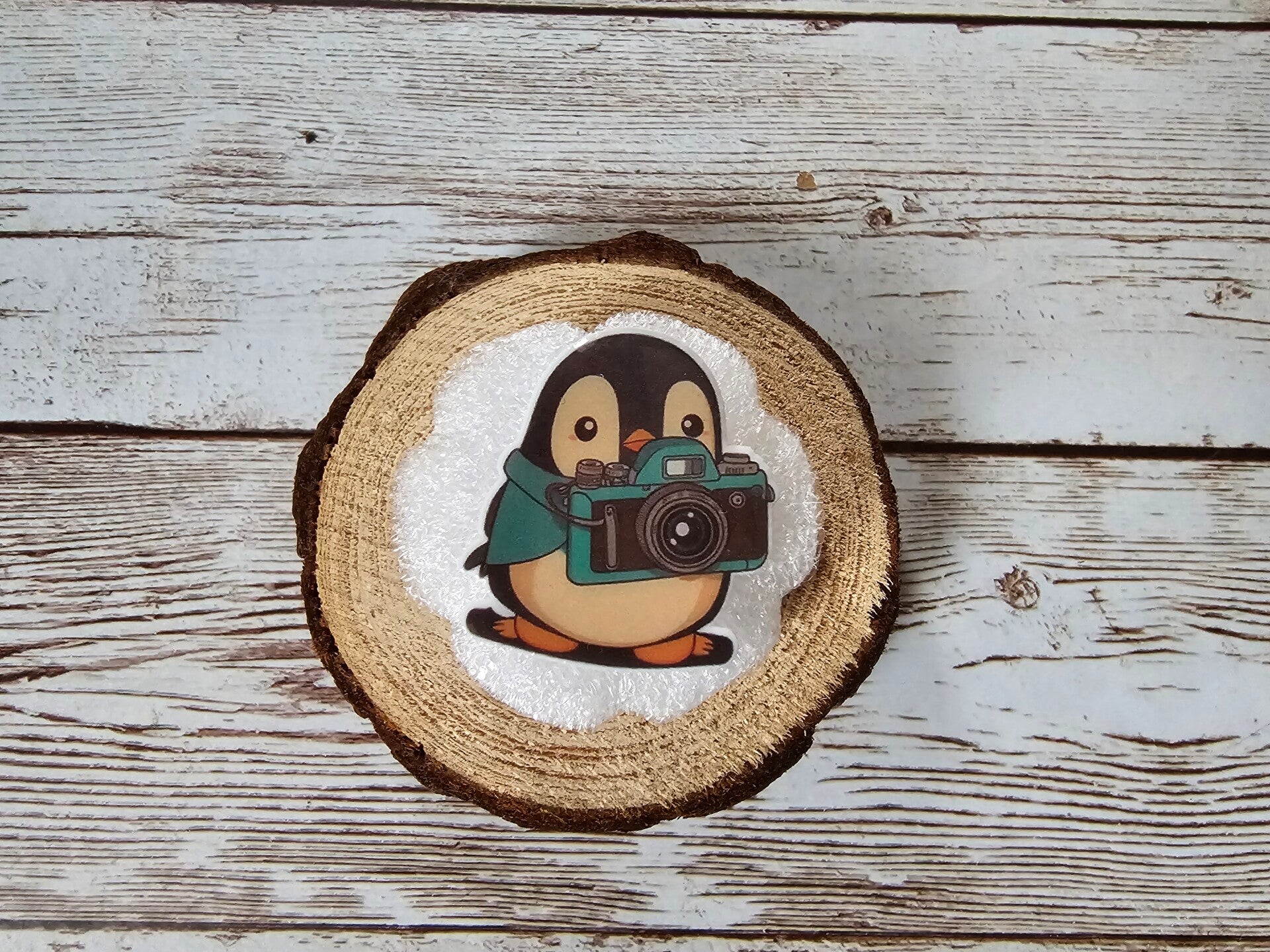 Coverminder Pinguin als Fotograf