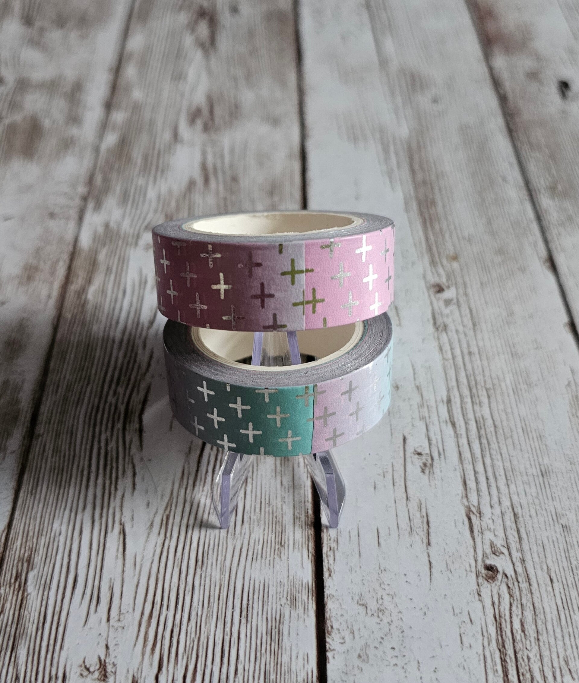 Washi Tape pastellfarben mit silbernen Kreuzen