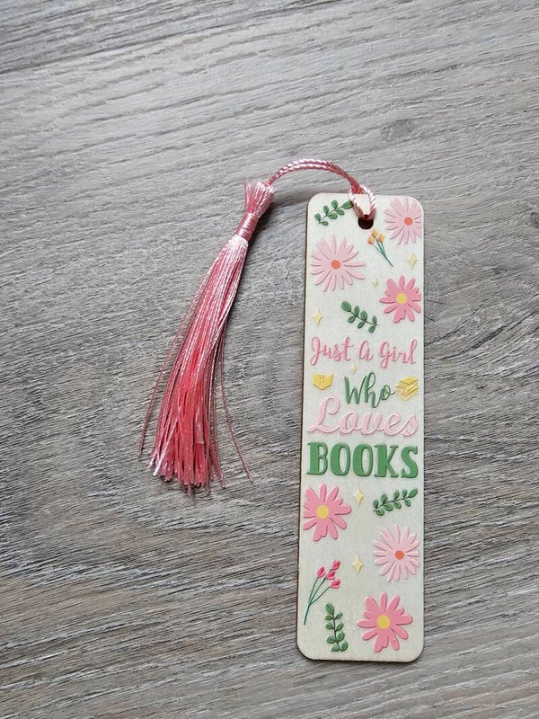 Holzlesezeichen "Just a girl who loves books"