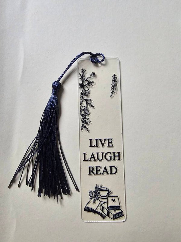 Acryllesezeichen "Live Laugh Read"