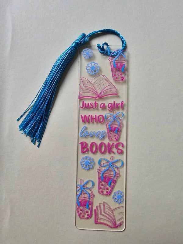 Acryllesezeichen "Just a girl who loves books"