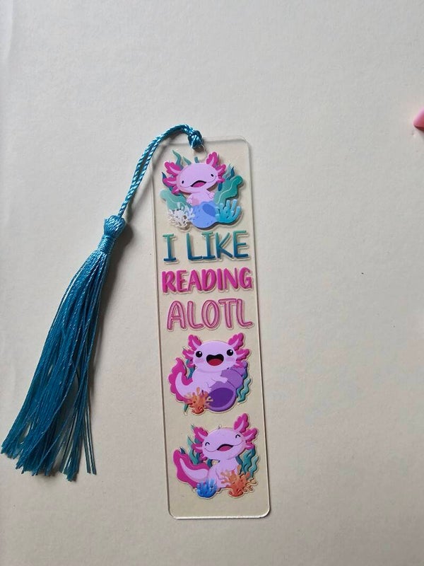Acryllesezeichen "I like reading alotl"