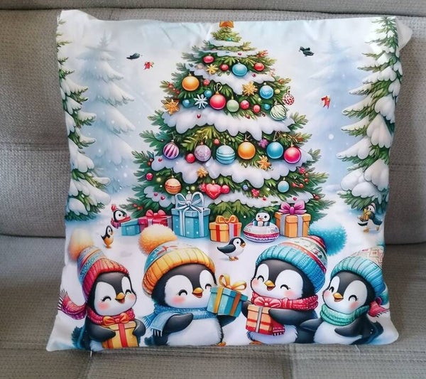 Kissenhülle Pinguin-Bescherung