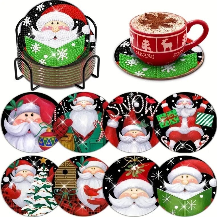 8er Weihnachtsmann-Untersetzer