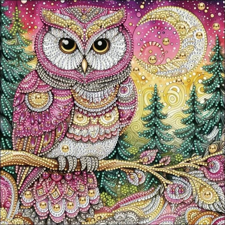 Strass rosa-goldene Nachteule