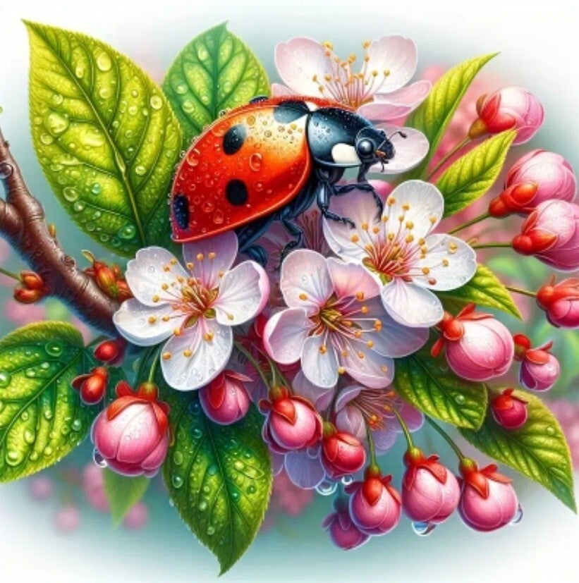 DP Bild Marienkäfer im Kirschblütenmeer