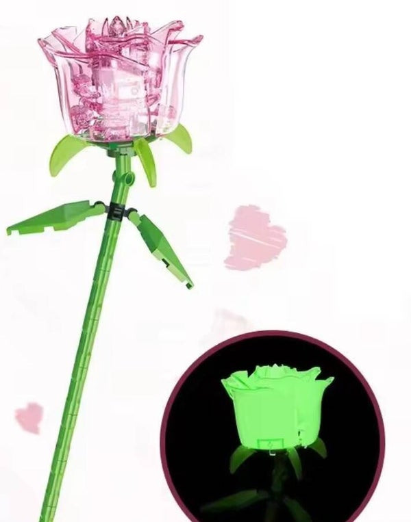 Mini-Klemmbausteinset  einzelne Glow in the dark Rose