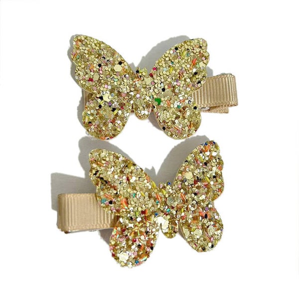 Busy Lizzie - hair clips gouden vlinders