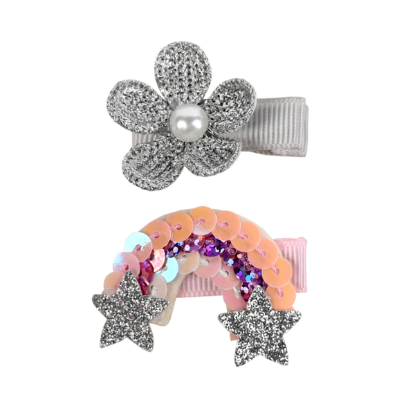 Busy Lizzie - hair clips flower rainbow