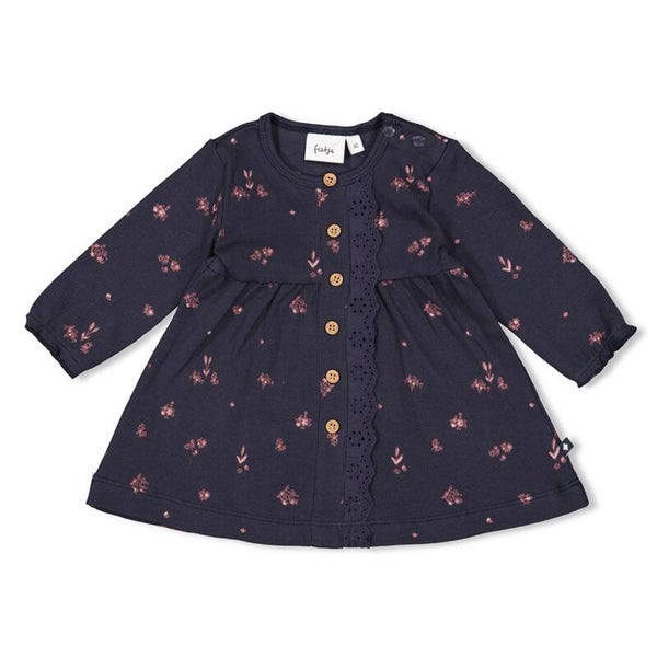 WS25 Feetje kleedje met kant navy 'Swanlake'