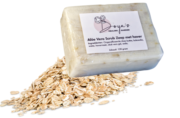 Aloë Vera scrub zeep met Haver ( (voor gevoelige en aangedane huid met eczeem of acne)