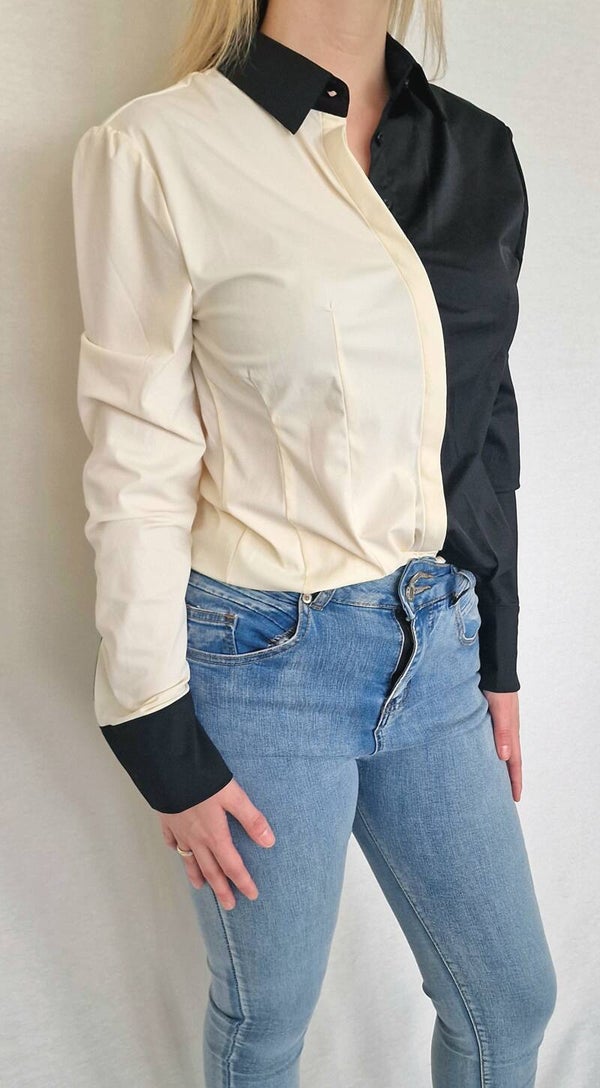 G-MAXX - latisha blouse - zwart/roomwit