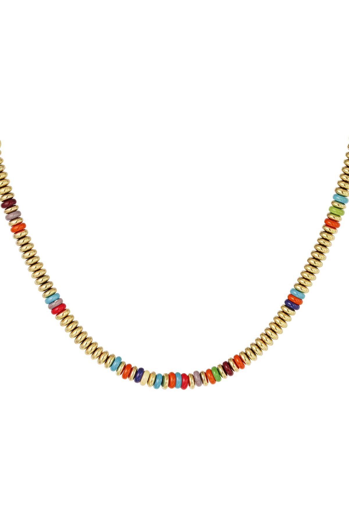 Ketting met platte kralen - goud Multicolor
