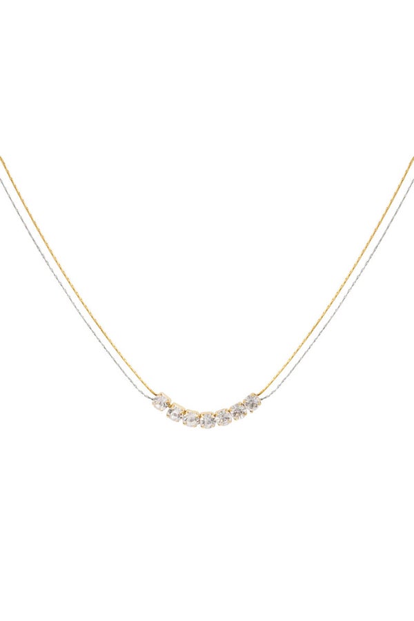 Ketting goud/zilver met steen - wit