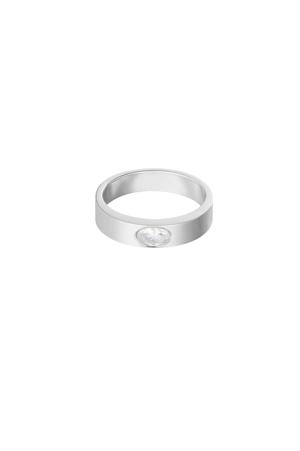 Ring basic met steentjes - zilver/wit