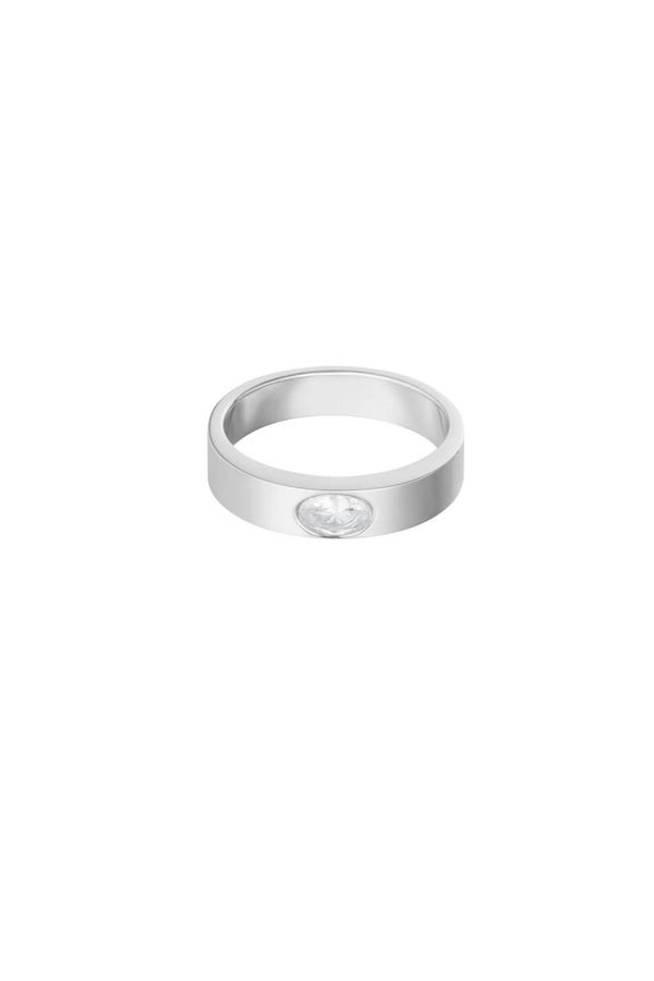 Ring basic met steentjes - zilver/wit