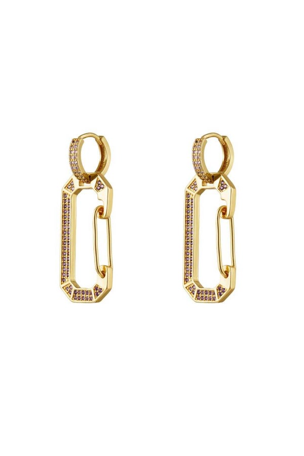 Vergulde oorbellen zirkoon Paars