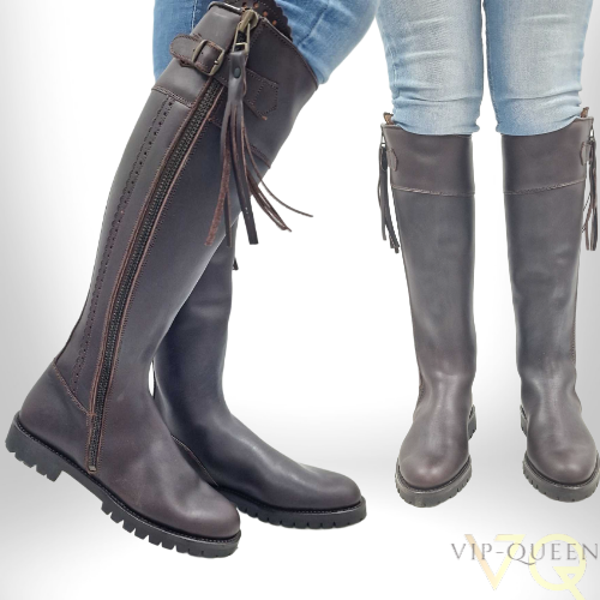 100% ECHT LEDEREN HOGE LAARZEN - VIBROM SOLE