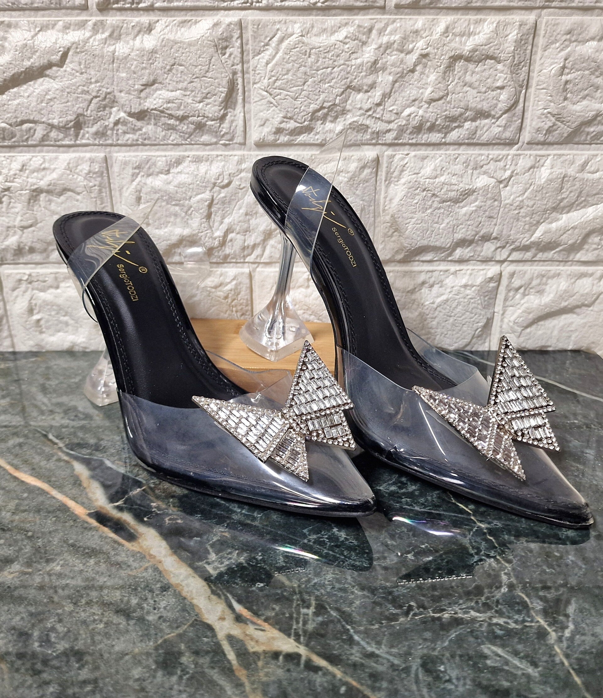 SERGIO TODZI - CLEAR BUTTERFLY HEELS