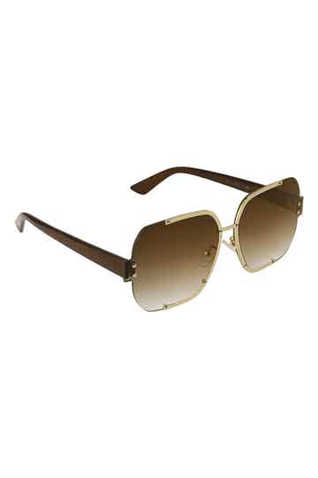 VQ® ZONNEBRIL RONDE GLAZEN GOUDEN DETAIL CAMEL 0511713-516