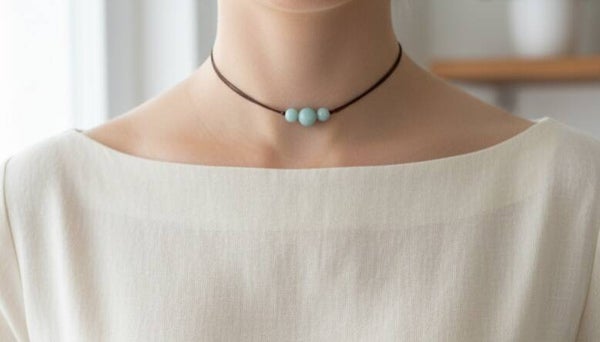 Collier fin réglable en Amazonite