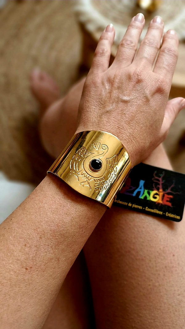 Bracelet manchette "oiseau aztèque Maya"