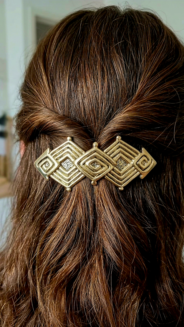 Barrette pour cheveux "Losanges d'or"
