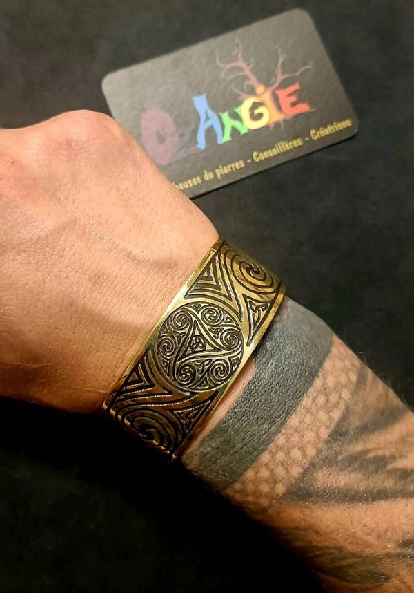 Bracelet manchette "Triskel d'Or"